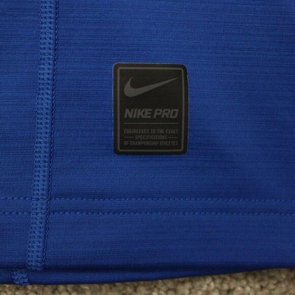 Nike Pro Sweatshirt Mens Large Blue Hyperwarm 1/4 Zip Mock Neck L/S Pullover - Picture 6 of 15